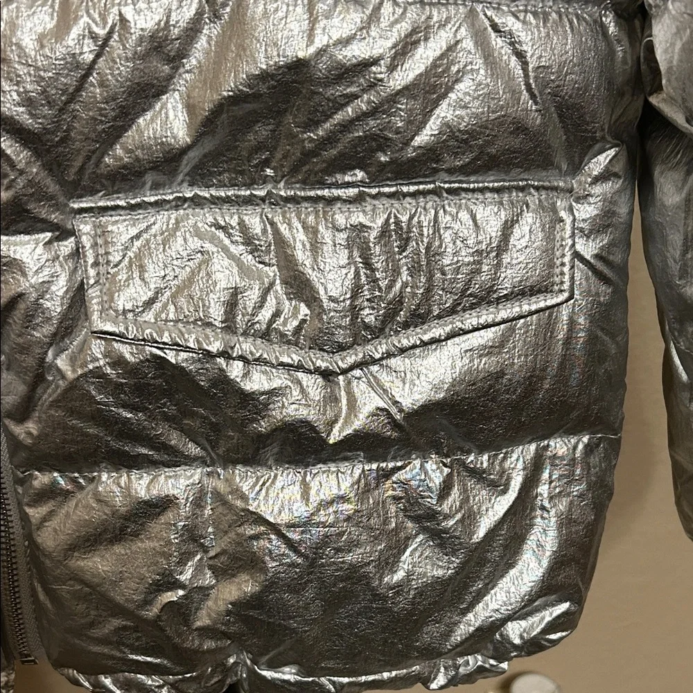 ZARA Kids Shiny Silver Puffer Jacket
